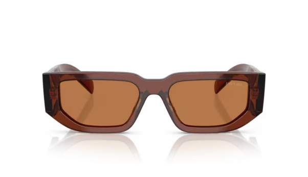 Prada PR 09ZS - 20H90Q Occhiali da Sole Uomo Marrone Scuro Trasparente con Lenti Marrone Chiaro